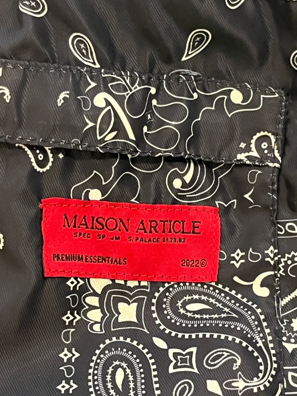 Maison Article Men’s XL 6” Inseam Swim Shorts Black & White Bandana Premium Esse